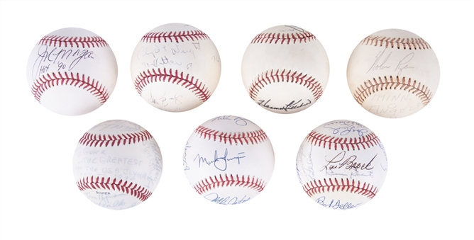 Lot of (7) Hall of Famers Multi Signed Baseballs From Gene Autry Collection (Autry LOA & JSA Auction Letter)